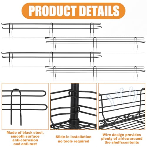 MorningRo 4 Pcs Black Chrome Wire Shelf Ledge, 48" L x 4" H - color: Black, size: 48" L X 4" H