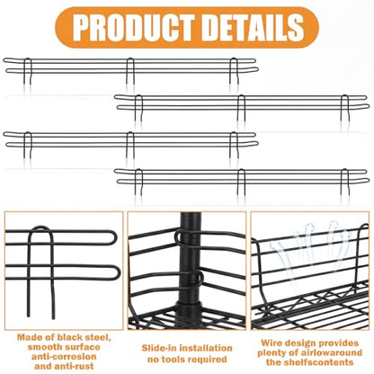 MorningRo 4 Pcs Black Chrome Wire Shelf Ledge, 48" L x 4" H - color: Black, size: 48" L X 4" H