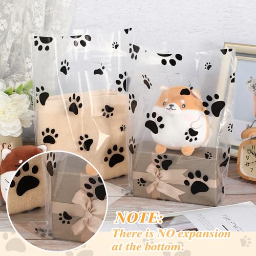 Cholemy 100 Pcs 9 x 12 Inch Dog Paw Bags Paw Shopping Bags, Black - color: Black