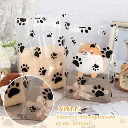 Cholemy 100 Pcs 9 x 12 Inch Dog Paw Bags Paw Shopping Bags, Black - color: Black