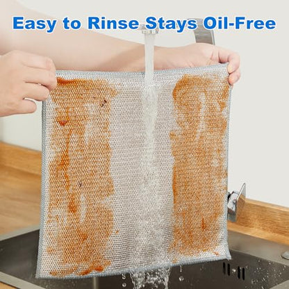 JOYMOOP Non Scratch Wire Dishcloth, 3 Piece Set, Medium, Silver - color: W