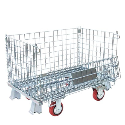32"x20"x24" Heavy Duty Platform Truck with Cage, Foldable Flatbed Hand Truck Dolly with 4.7” Swivel Casters, 1500LBS Capacity Push Cart for Warehouse, Garage, Grocery, Laundry