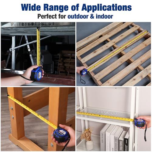 WORKPRO 25FT Auto-Lock Tape Measure, 1/8 Fractions Measuring Tape - color: Blue, size: 7.6 m