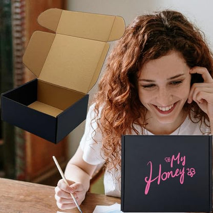 24 Pack 7x6x3 inch Black Shipping Boxes, Cardboard Packaging Mailing Boxes - size: 7x6x3 Inches
