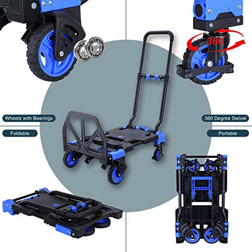 JJSMKCH 2-in-1 Hand Truck Dolly Foldable,330LB Capacity Hand Dolly - color: C-blue