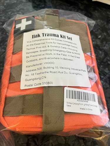 Ifak Trauma Kit, 74 Piece Upgrade Molle Refill Tactical First Aid Supplies - color: Orange