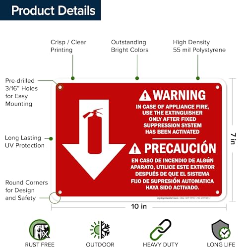 Osha Fire Extinguisher Instruction Warning Bilingual Sign, 10x7 Inches, 55 mil thick HDPS (high density polystyrene), Made in USA by My Sign Center - size: 7x10 Polystyrene
