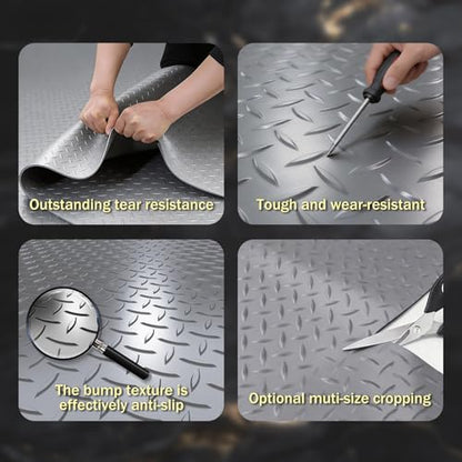 StellarStar 4x10 FT Garage Floor Mat, 2.8mm Thickened PVC Diamond Plate - color: Gray, size: 4x10 FT