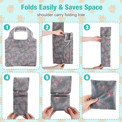 Eccliy 24 Pcs Reusable Grocery Bags Shopping Bags Foldable, Animal Design - style: Animal Style