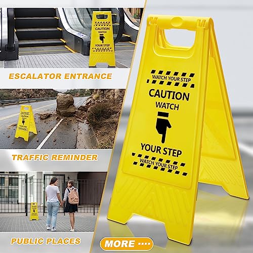 3 Pcs 24" Caution Watch Your Step Sign, Wet Floor Signs, Bright Yellow
