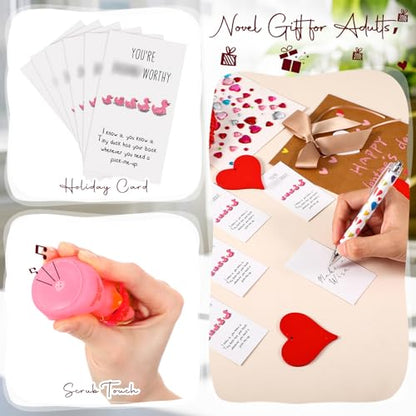 Liliful 24 Sets Pink Rubber Ducks with Knit Hat Sunglasses Card Bag - color: Pink
