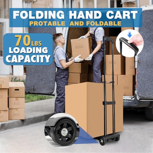 Folding Hand Truck Dolly Cart, Folding Cart Small Dolly with 2 Wheels, - color: 2 Wheel Iron