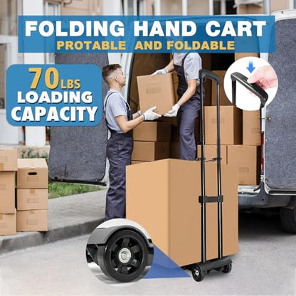 Folding Hand Truck Dolly Cart, Folding Cart Small Dolly with 2 Wheels, - color: 2 Wheel Iron