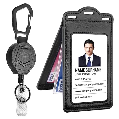 Retractable Reel Badge Holder with Double Side Clear Window Easily Holds 1 to 6 Cards, Trifold Heavy Duty ID Card Holder, for Nurse Teacher School Medical Law Enforcement - color: Retractable & Double-sided Clear