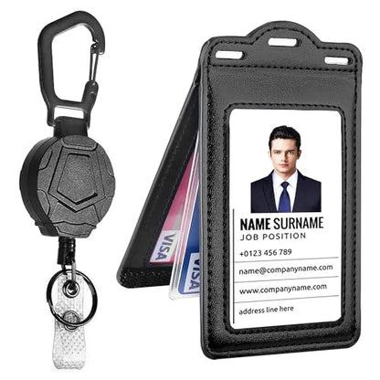 Retractable Reel Badge Holder with Double Side Clear Window Easily Holds 1 to 6 Cards, Trifold Heavy Duty ID Card Holder, for Nurse Teacher School Medical Law Enforcement - color: Retractable & Double-sided Clear
