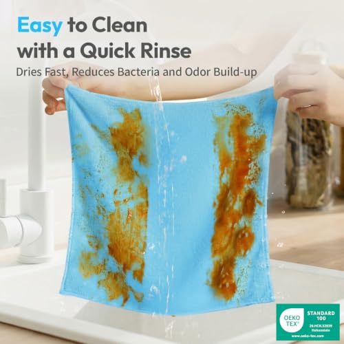 Microfiber Cleaning Cloth 12 Pack, 12 x 12 Inch,Blue - color: Blue