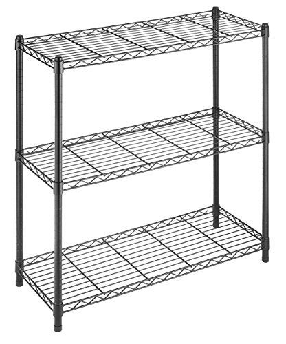 Whitmor 3 Tier Shelving Unit, Metal Shelving, Adjustable Wire Shelving - color: Black, size: 3-TIER,36"L x 14"W x 36"H