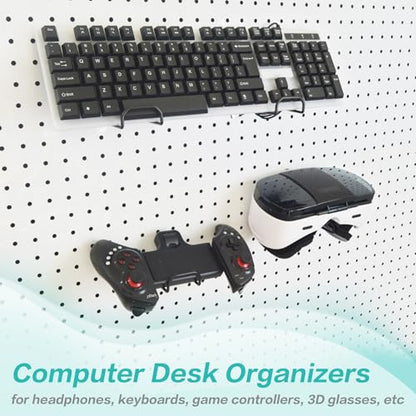 Square Pegboard Hooks 12pcs Dual-Brace Flat L Racks Peg Board (Black) - color: Black