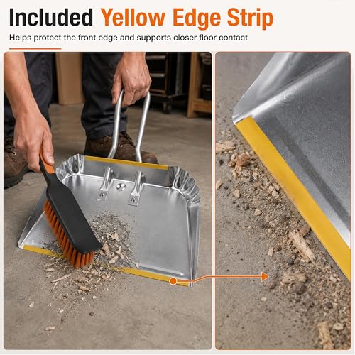 6-Pack 17" Heavy Duty Metal Dust Pans, Wide Dustpans for Household, Easy to Assemble - size: 3 Count (Pack of 2)