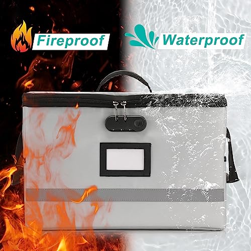 EXLIFBAG Fireproof File Organizer with Lock, 1 Layer - color: Grey, size: 1 Layer