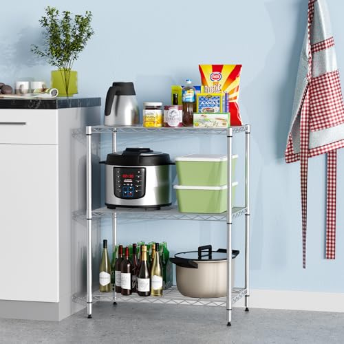FDW | 3-Tier Wire Shelf | 23" x 13" x 30" | Chrome - color: Chrome, size: 3-Shelf No Wheels