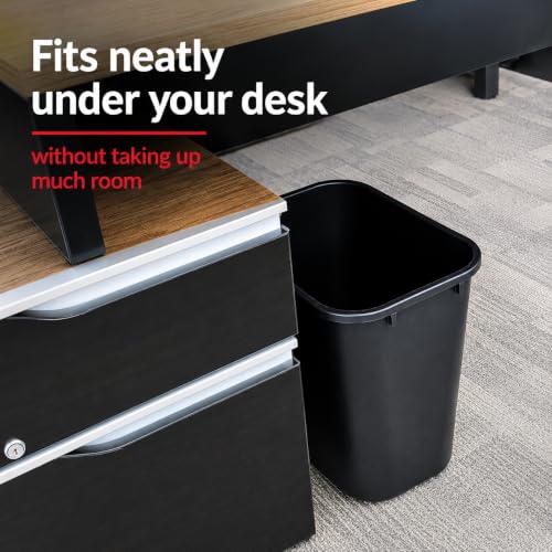 3.5 Gallon Black Wastebasket Under Desk Plastic Trash Can | 2 PACK - size: 3.5 Gallon
