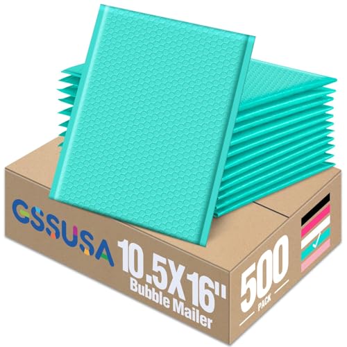 GSSUSA Teal Bubble Mailers 10.5x16" 500 Pack Padded Envelopes Self Seal - color: Teal, size: 10.5X16 500pc