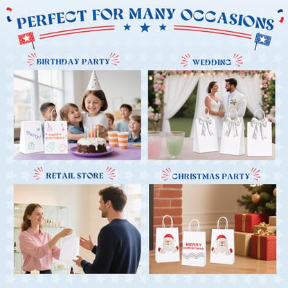 MESHA 1000Pcs White Paper Bags with Handles 5.25x3.75x8 Small Gift Bag Bulk - color: White 5.25x3.75x8 Inch, size: 1 Count (Pack of 1000)