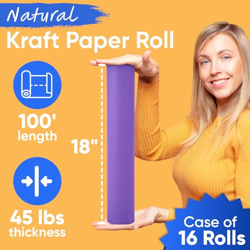18" x 1200" (100 ft) Lilac Kraft Paper (Case of 16 Rolls), Made in USA - color: Lilac, style: Bulk Case - 1 Color
