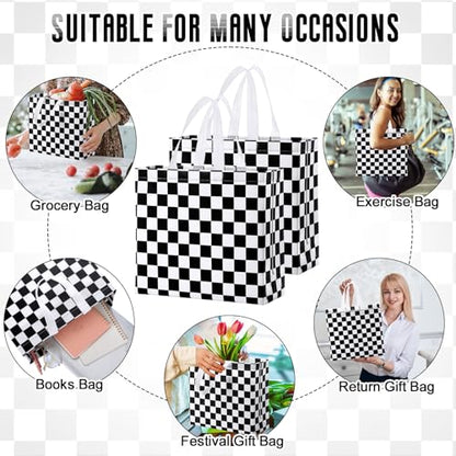 Abbylike 30 Pcs Checkered Racing Gift Bags Bulk, Large Reusable Tote Bags - style: Checkered Racing