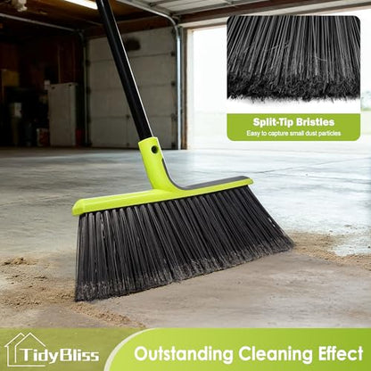 TidyBliss 4 Packs Outdoor Broom Heavy Duty with 56” Long Handle (Green)