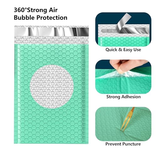 JinRuiKJ Bubble Mailers 6x10" 25 Pack, Padded Envelopes, Strong Adhesion Padded Mailers, Cushioning Padded Shipping Envelopes for Jewelry, Makeup - Green - color: Green, size: 6x10" 25Pcs