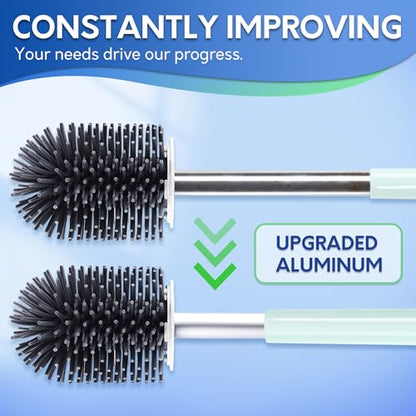 BOOMJOY Toilet Brush and Holder Set, Silicone Toilet Bowl Cleaner Brush, Toilet Scrubber Brush with Tweezers for Bathroom Cleaning, RV Accessories and House Organization Must-Haves - Green/Aqua - color: Green