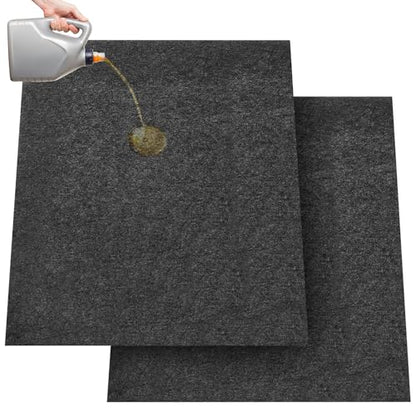 2 Pcs 29 x 36 Inch Oil Spill Absorbent Garage Mat, Black