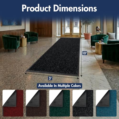 Notrax 109 Industrial Door Mat, 3' x 10' Charcoal, Made in the USA - color: Charcoal, size: 3' x 10' (Rectangular)