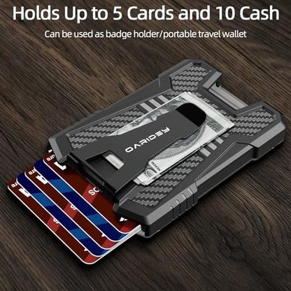 Oaridey Carbon Fiber Badge Holder/ID Card Holder with Manganese Steel Clip - color: Black&carbon Fiber