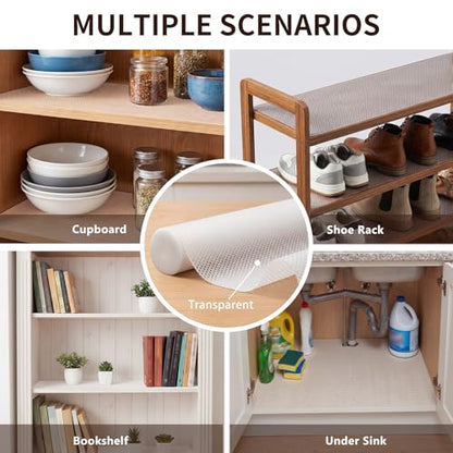 Clear Cabinet Drawer Shelf Liners: 100%EVA Dual-Sided Non-Slip 11"W x 360"L - size: 11"W x 360"L