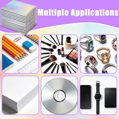 60Pcs Holographic Bubble Mailers, Metallic Poly Padded Envelopes
