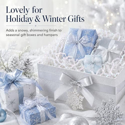STRBOXONG Diamond White Crinkle Paper Filler 1 LB, Dust-Free Crinkle Cut Paper Shred for Wedding Gift Boxes, Luxury Gift Baskets, Beauty Packaging, Party Favors, Retail Displays and Gift Bags - color: Diamond White