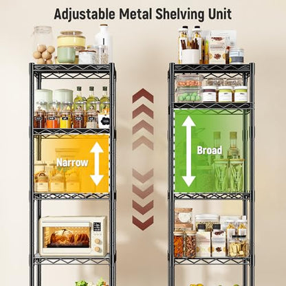DurayLoly 15.8"W 5-Tier Narrow Wire Shelving, Adjustable shelf, for Kitchen - size: 15.8"W x 11.8"D x 53"H