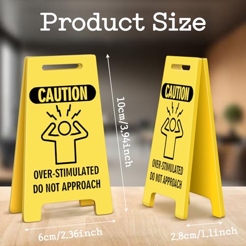 Funny Office Desk Accessories Decor OVER- STIMULATED Acrylic Mini Floor Do Not Disturb Sign Funny Cute Gag Office Decorations Gifts for Work Women - style: OVER-STIMULATED