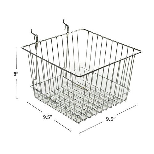 Azar Displays 300622-2pack Wire Basket, Chrome (Pack of 2) - size: 9.5" W x 8" H
