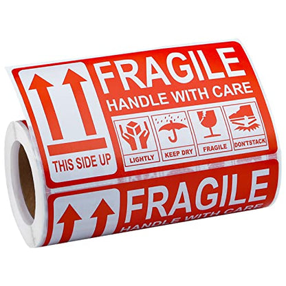 3"x 5" Fragile Stickers 200 Packing Labels Handle with Care This Side Up Strong Adhesive for Box Shipping and Moving - size: 3 x 5 inch | 200 Labels LARGE