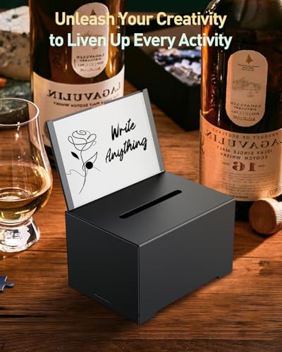 Uniclife 2 Pack 6.4"x 4.7" x 4" Black Metal Donation Box with Slot Lock - size: 2 Pack