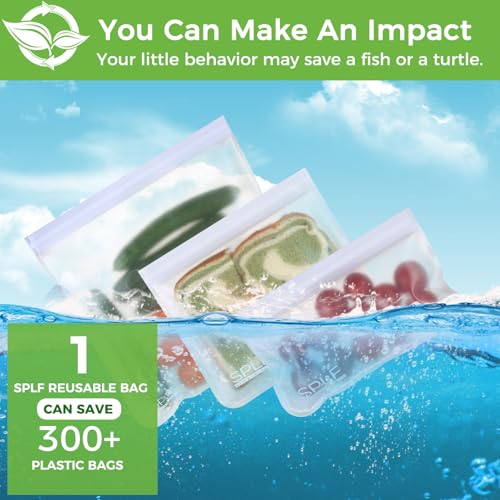 SPLF 12 Pack Dishwasher Safe Reusable Food Storage Bags, White - color: White, size: 12 Pack-2 Gallon 5 Sandwich 5 Snack
