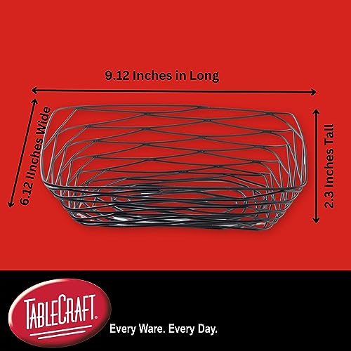 Tablecraft Artisan Rectangular Wire Basket 9 x 6in - Case of 6 | Serving, Bread, Chip, Food, Burger Basket by TableCraft - size: 9.1 by 6.1 Inches