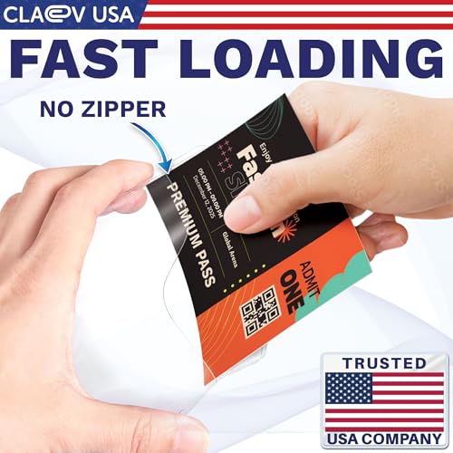 Claev - Horizontal ID Name Badge Holders - Clear, 4x3 Inch, 250 Pack - size: 250