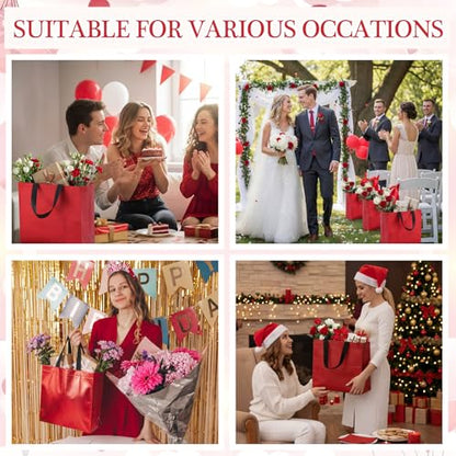 Eccliy 80 Pcs Reusable Gift Bags, Large, Red - color: Red, size: Large