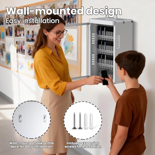 Glosen 48 Slots Cell Phone Locker with Key for Classroom, Phone Storage Box - size: 48slots