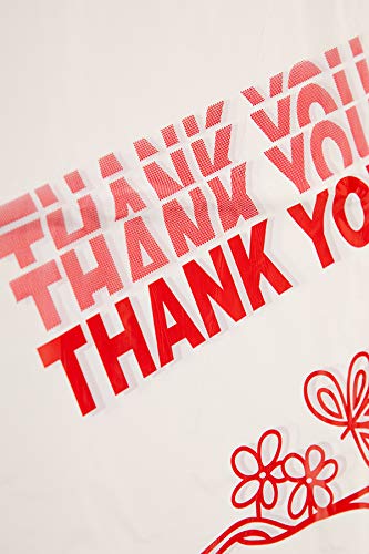X-Large Thank you (400 Count) Plastic Embossed T-Shirt Bags with Handles, 15" X 7" X 26", Bulk, 18 mic (0.71 mil), Thank you T-Shirt Bag, Grocery Bags, Plastic Bags, Heavy Duty